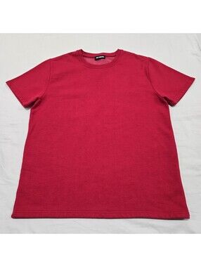 Size LARGE Raf Simons Thick Terry Short Sleeve Sweatshirt Red Knit Heavy T-Shirt